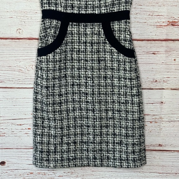 Milly of New York Boucle Tweed Sleeveless Sheath Dress Black/White Sz 0 - Picture 4 of 14